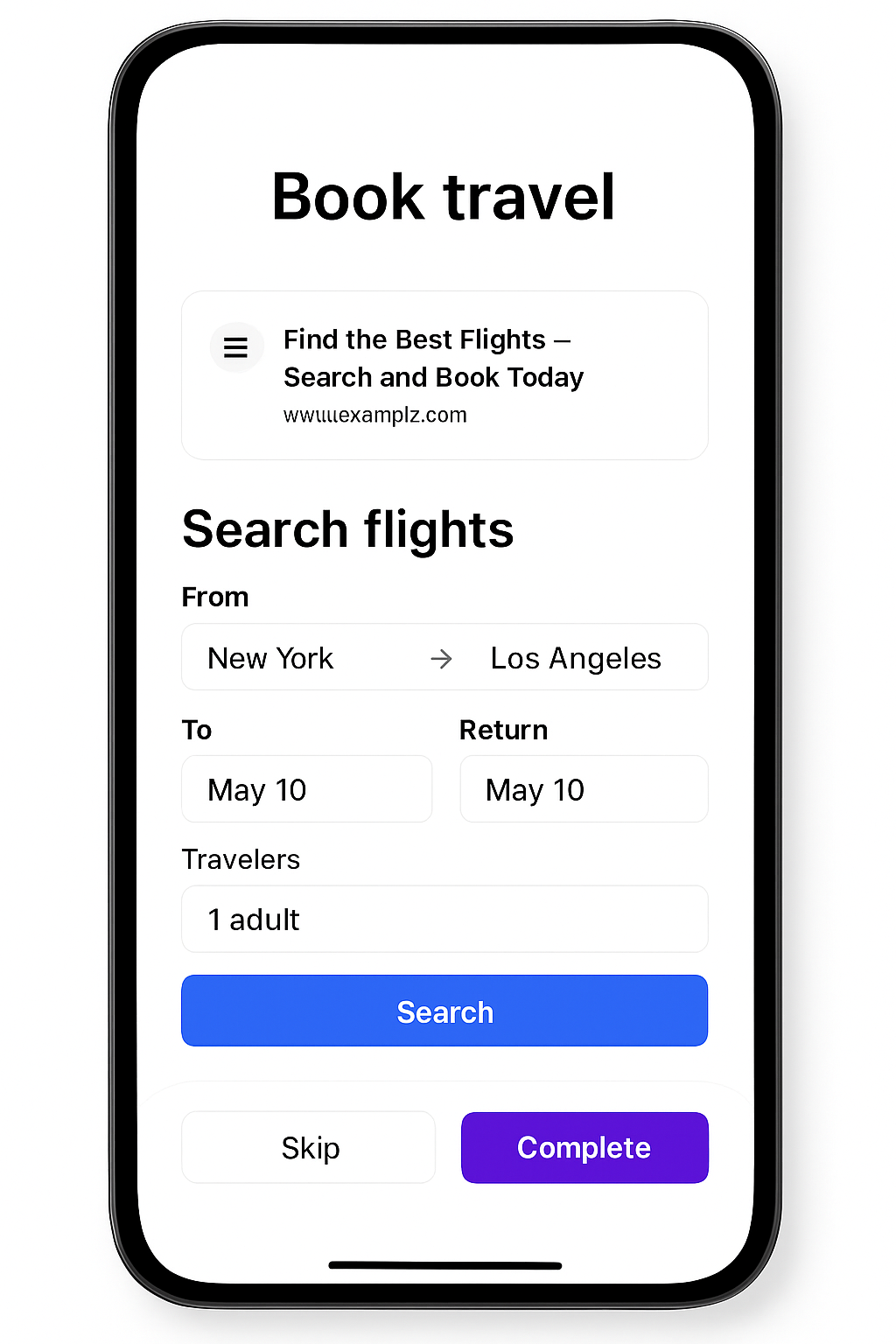 Slide mobile interface