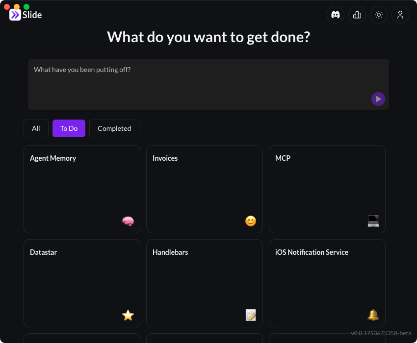 Dark mode task planning